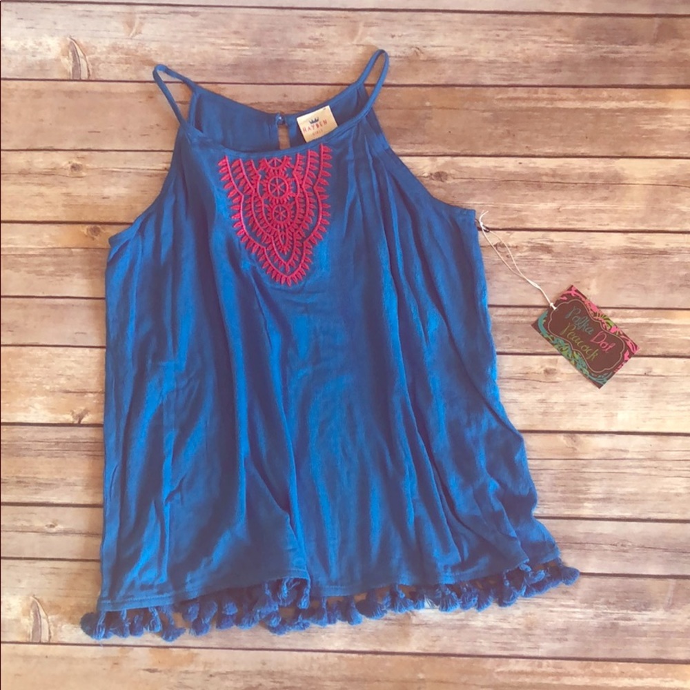 Bright Blue Embroidered Tank